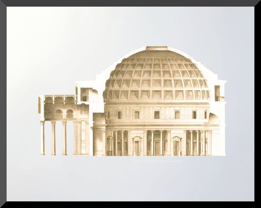 Engraving of Pantheon architectural cross-section from 1682