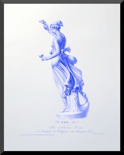 Blue and white classical statue illustration