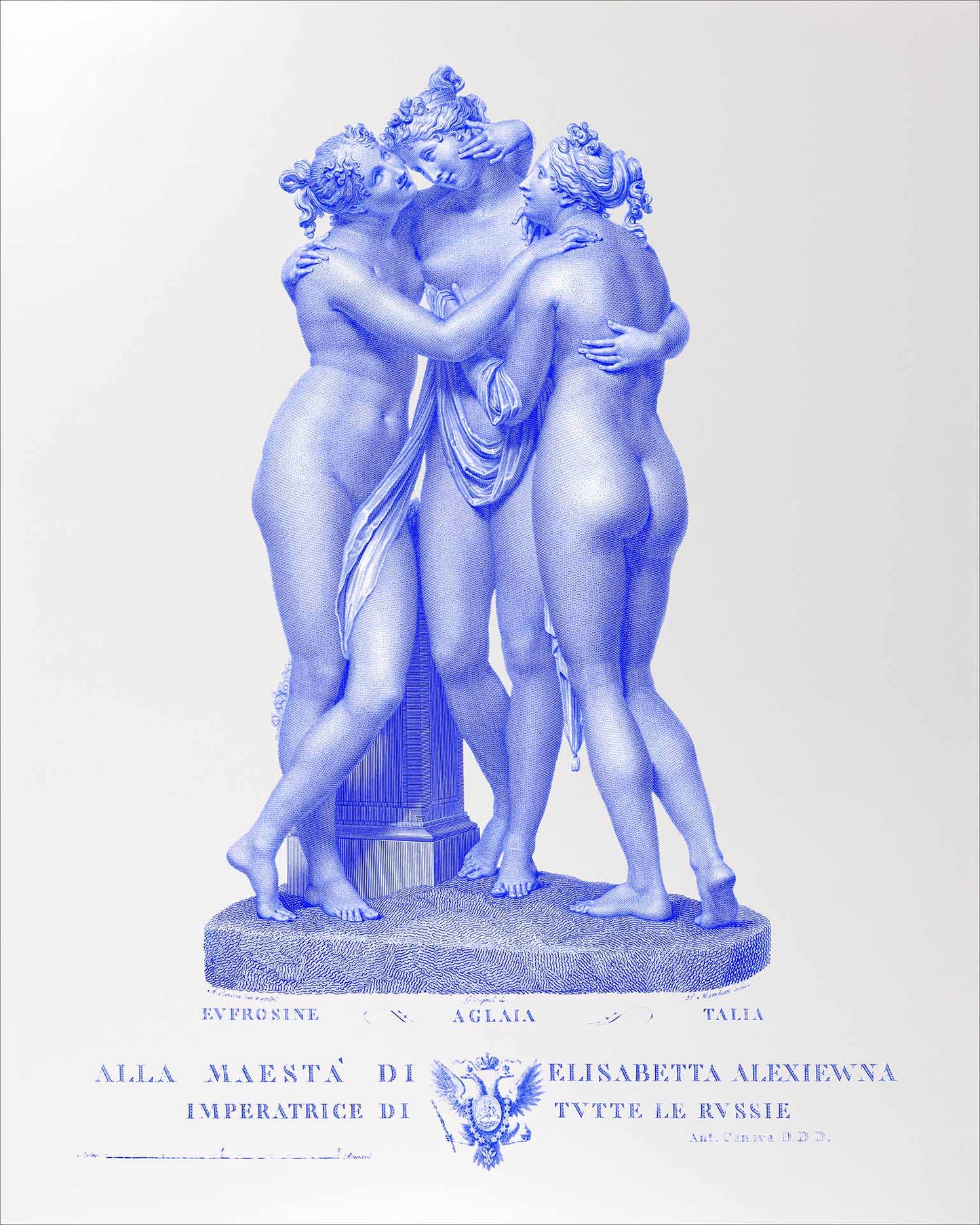 Set of 2 - 16x20 The Three Graces In Vibrant Violet