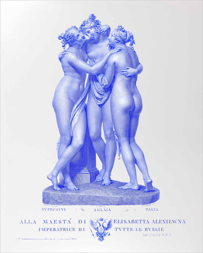 Set of 2 - 16x20 The Three Graces In Vibrant Violet