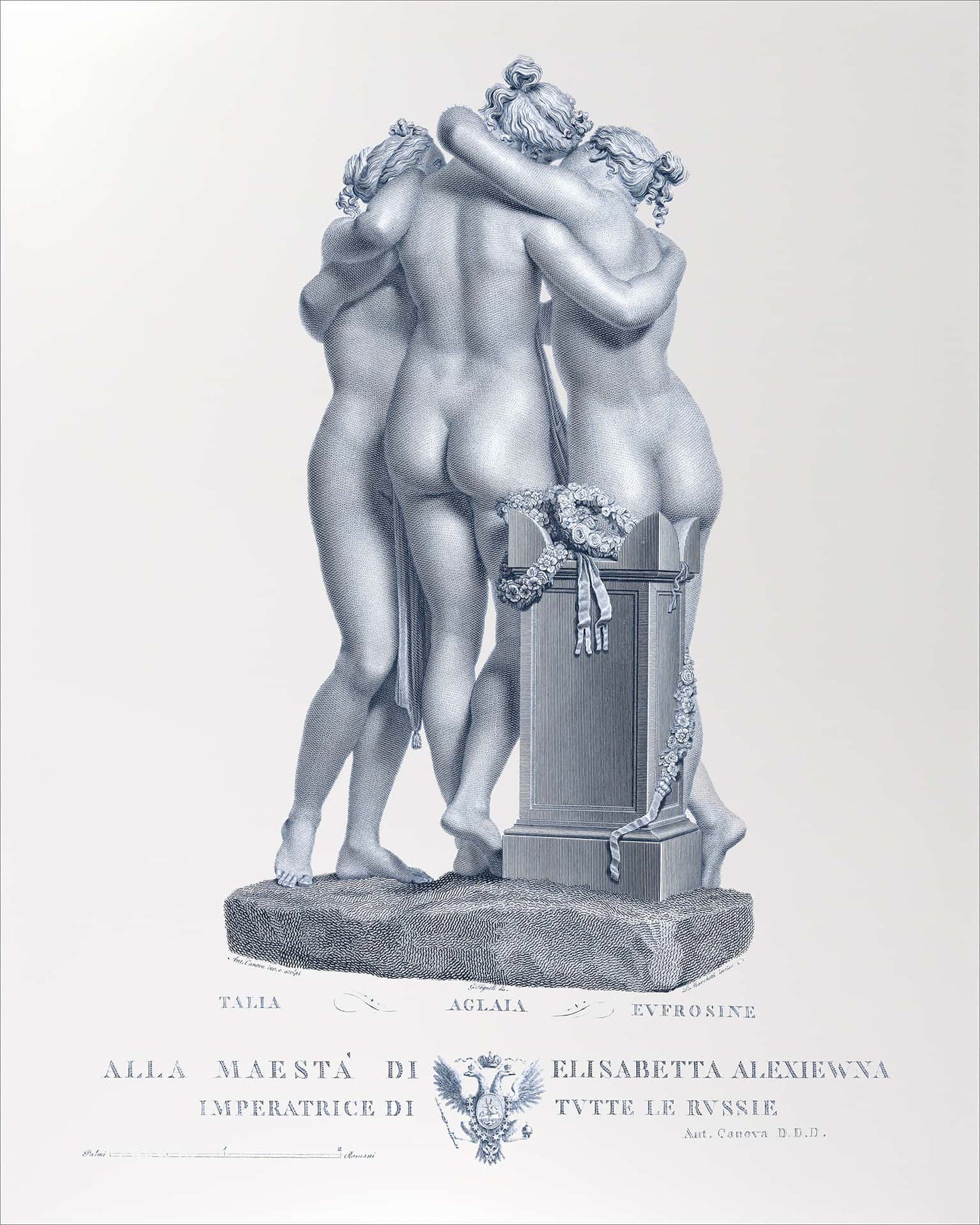Set of 2 - 16x20 The Three Graces In Silver