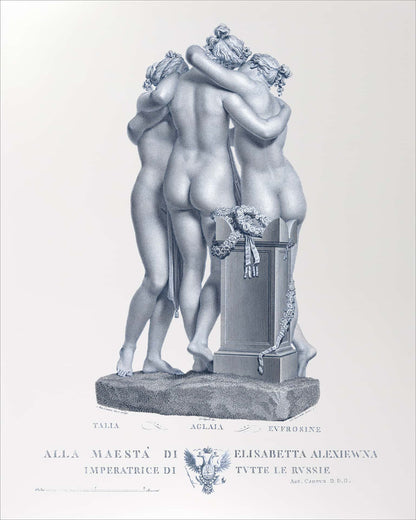 Set of 2 - 16x20 The Three Graces In Silver