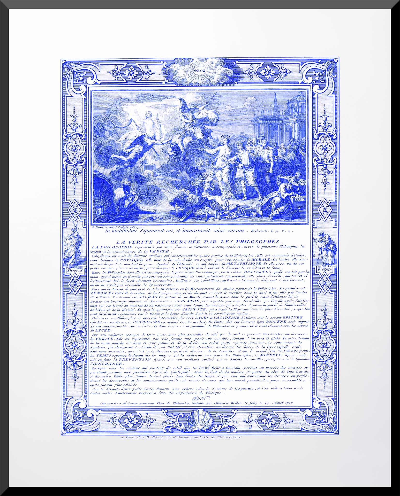 1707 engraving of philosophers guided by allegorical figures in search of Truth.