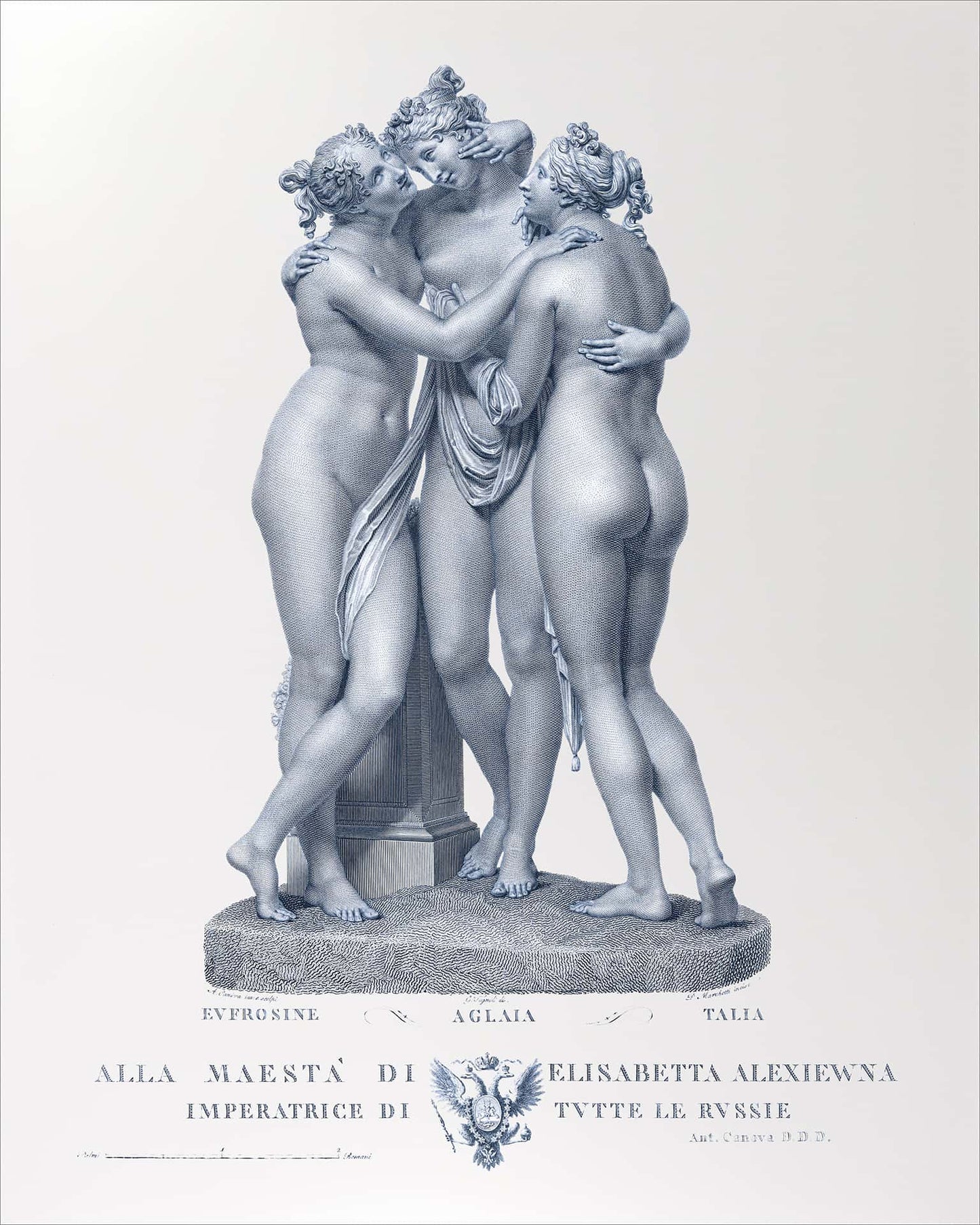 Set of 2 - 16x20 The Three Graces In Silver