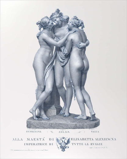 Set of 2 - 16x20 The Three Graces In Silver