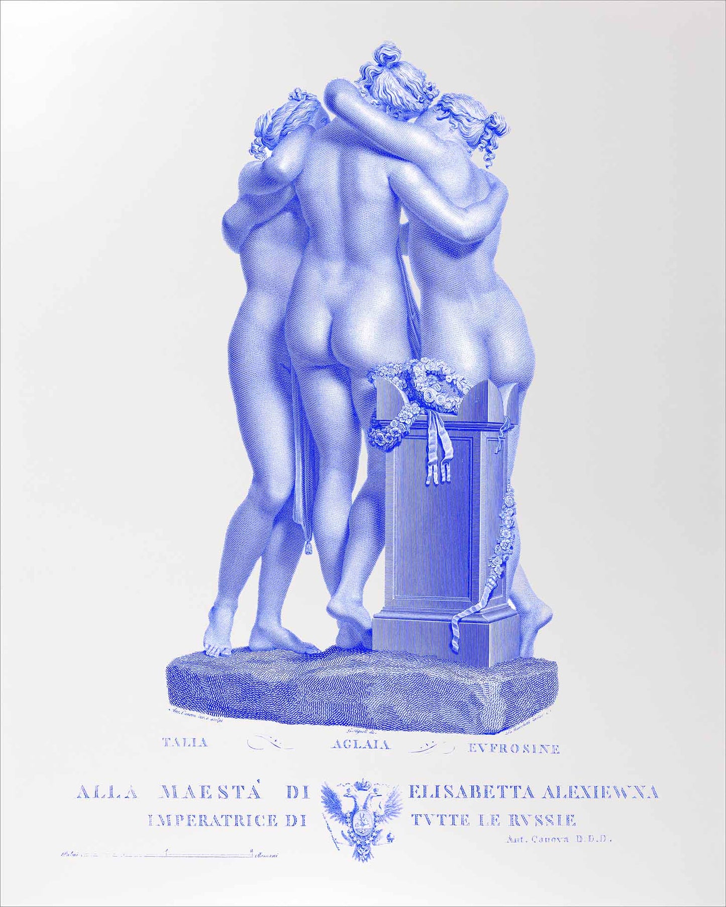 Set of 2 - 16x20 The Three Graces In Vibrant Violet