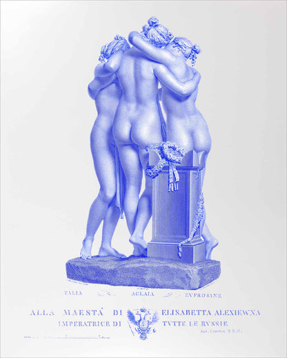 Set of 2 - 16x20 The Three Graces In Vibrant Violet