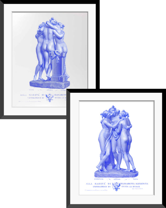 Set of 2 - 16x20 The Three Graces In Vibrant Violet